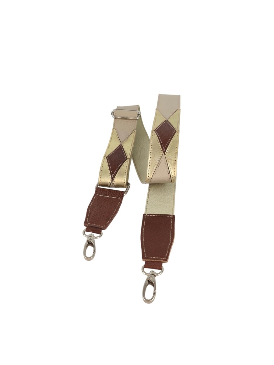 Correa de Cuero con Diseño Patchwork - beige 