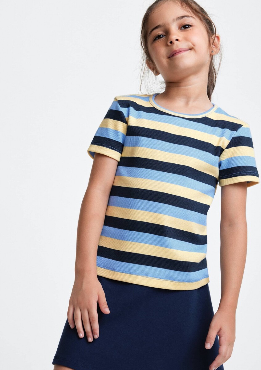 BLUSA CON ESTAMPADO EN TELA ACANALADA - MULTICOLOR 