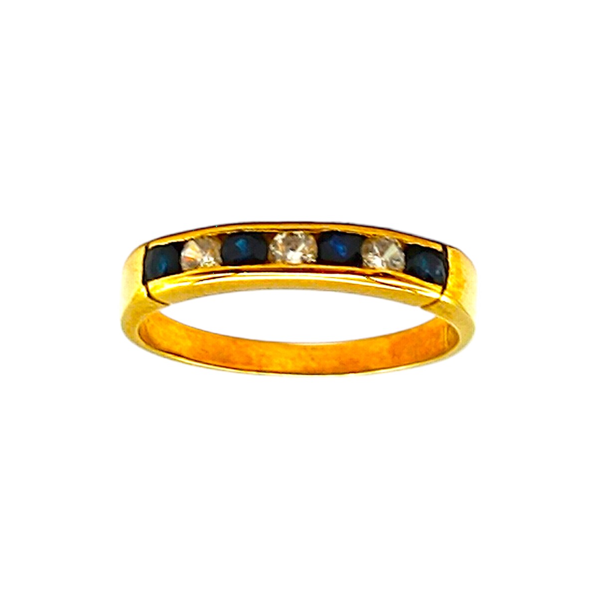 Anillo Sin Fin-Oro Bajo-Piedra Zafiro y Zirconia-AN8119 - conpiedra 