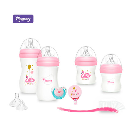 Set Completo De Chupetes Y Mamaderas Rosa