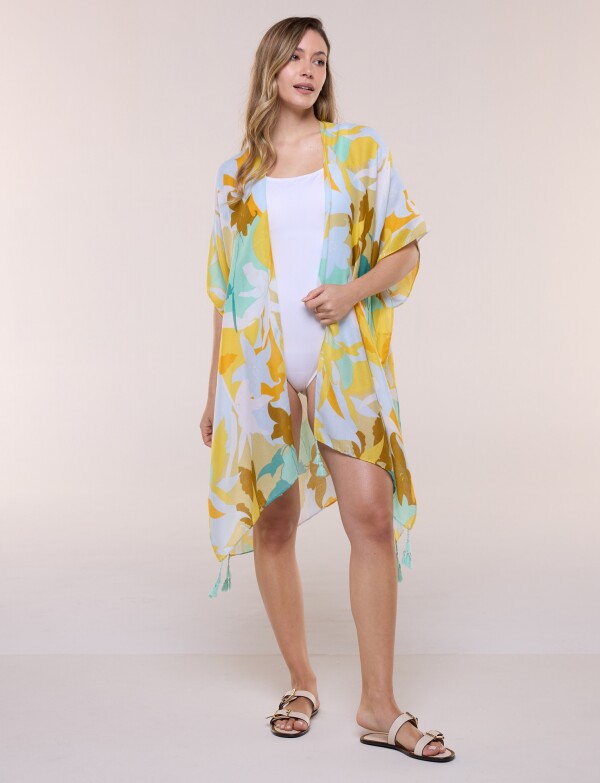 Kimono Flores MULTI/VERDE AGUA