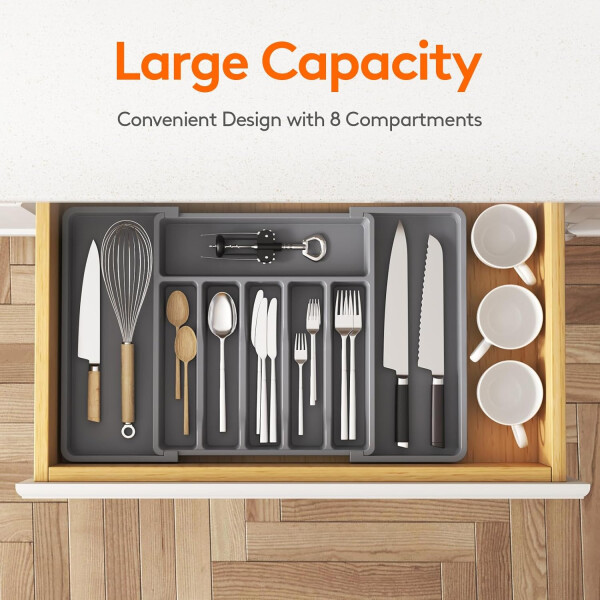 Organizador Cubiertos Extensible Cajon Utensilios Cubertero IMBACK Gris Organizador Cubiertos Extensible Cajon Utensilios Cubertero IMBACK Gris