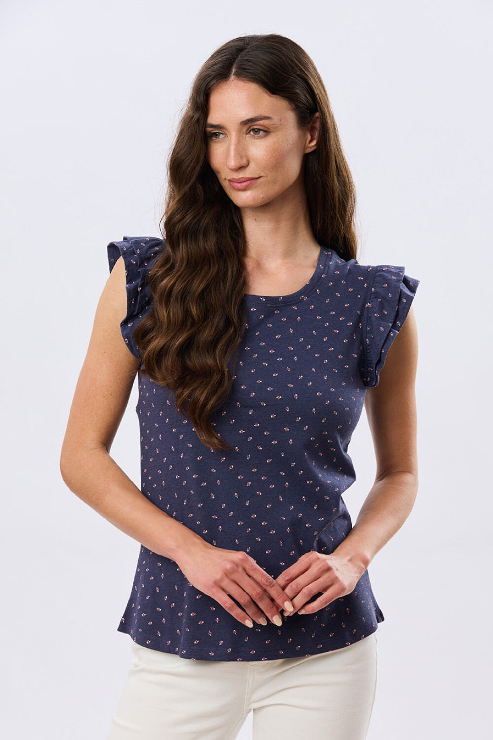 REMERA ESTAMPADA DE ALGODÓN Azul