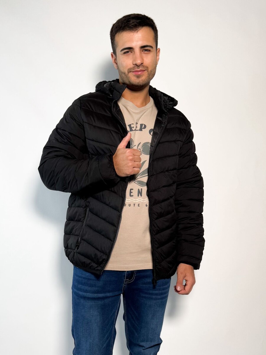 Campera de nylon con capucha desmontable Matata - Negro 