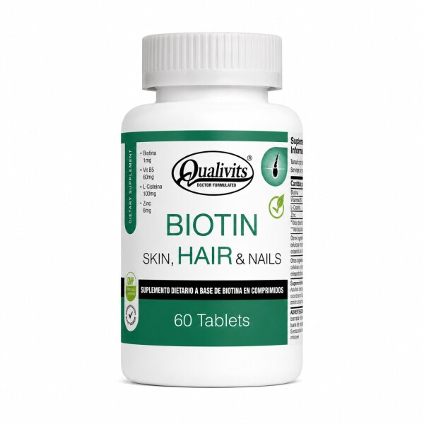Biotin Skin, Hair & Nails 60 Tabletas - Qualivits Biotin Skin, Hair & Nails 60 Tabletas - Qualivits