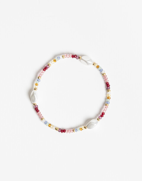 Pulseras Elásticas Canutillos Pulsera Elástica Beads Y Perla Sintética - Dorado