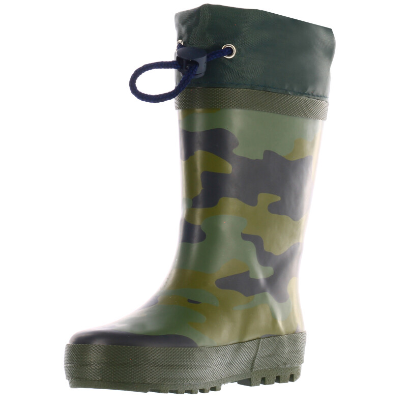 Bota de Niño Croco Kids de lluvia CAMO con puño de nylon ajustable Verde