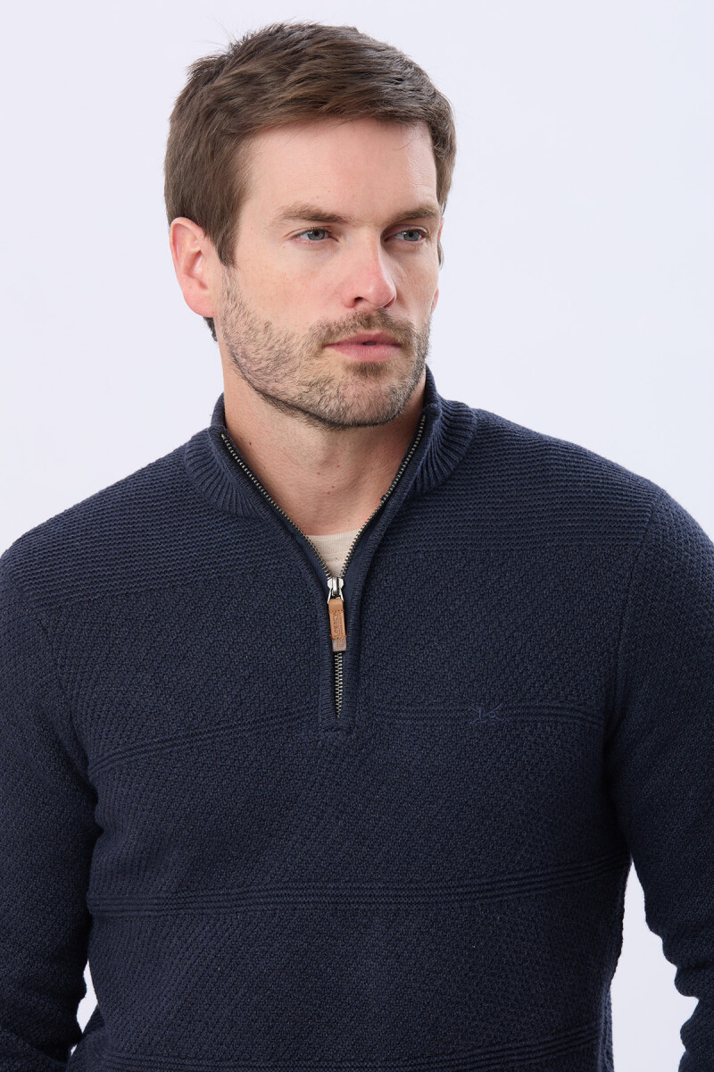 BUZO 1/2 CIERRE TEJIDO - Azul 