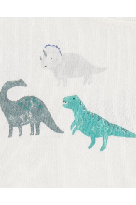 Set dos piezas de algodón, enterito corto y remera, diseño dinos Sin color