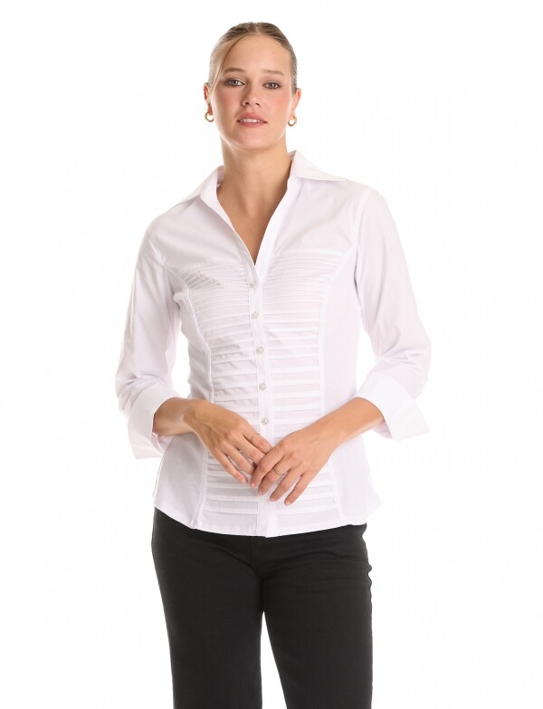 Camisa Tablitas Boton Strass BLANCO