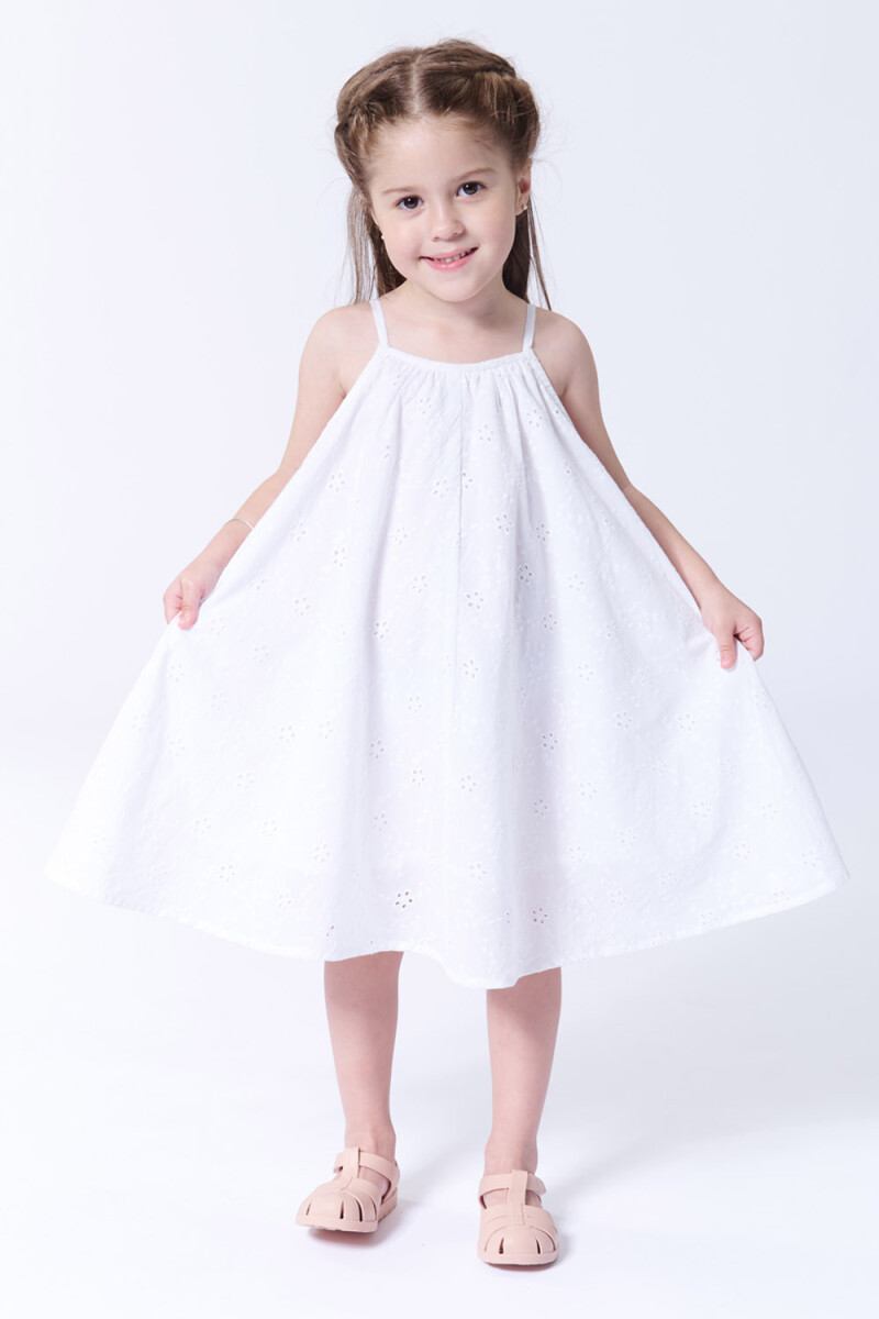 Vestido broderie tirantes Blanco