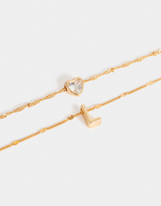 Collares Cortos Con cubic zirconia Collar Corto Cubic Inicial "l" - Dorado