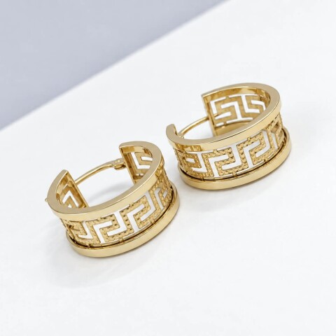 Aros con guarda griega Oro 18 Kt Aros con guarda griega Oro 18 Kt