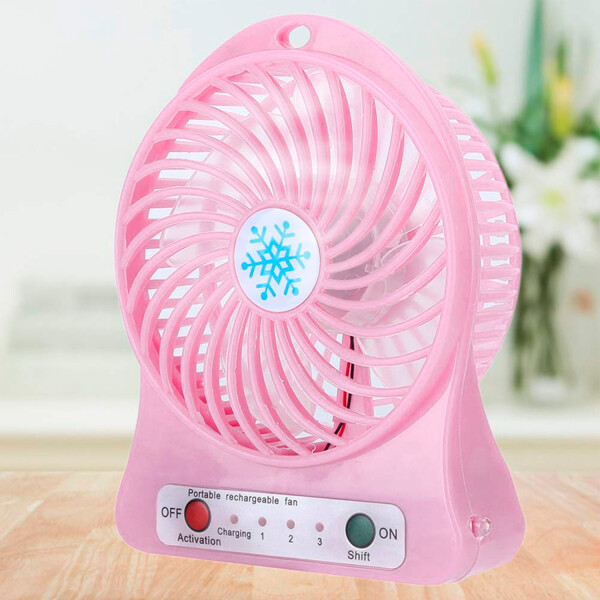 Ventilador Recargable Indicador Led 3 Velocidades Usb Color Variante Rosa