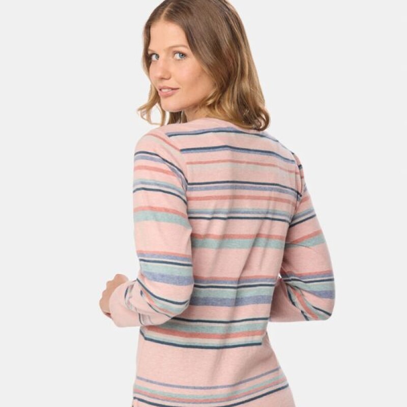 Remera Dama Rayada Legacy Coral