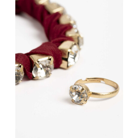 Set De Tobillera Y Anillo Rojo Burdeaux