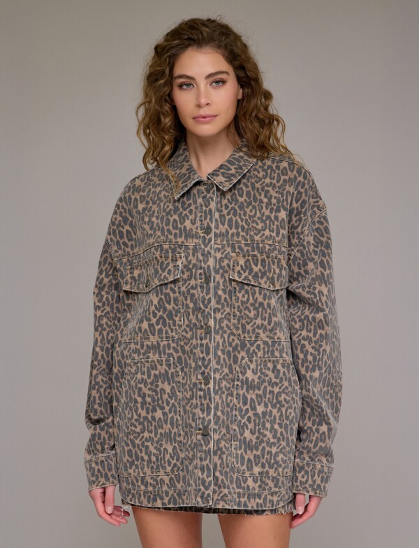 Chaqueta Oversize Animal Print BEIGE/MULTI