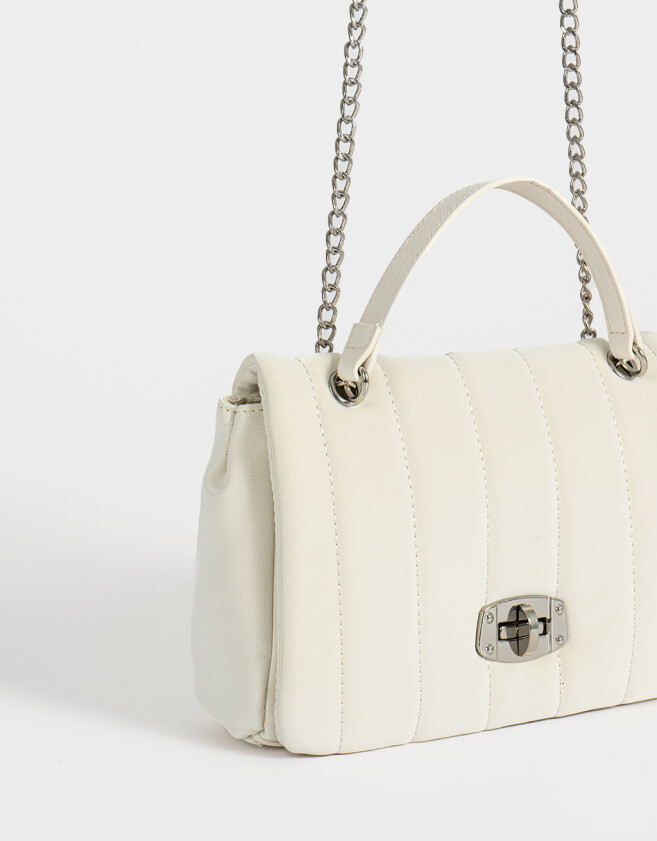 Bandoleras Clasico Bandolera Puffy Con Solapa - Blanco Crudo