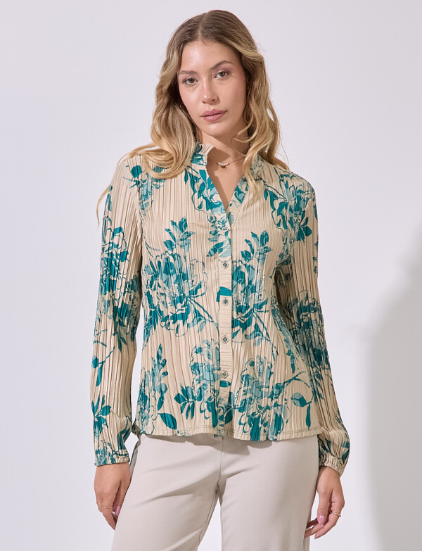 Blusa Plisada Print MULTI/VERDE