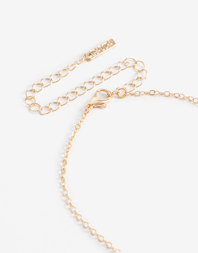 Collares Cortos Color Collar Corto Metal Y Nácar - Dorado