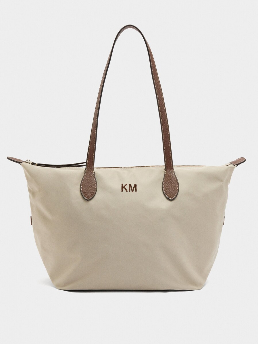 Bolso Shopper Liso De Nylon - crudo 