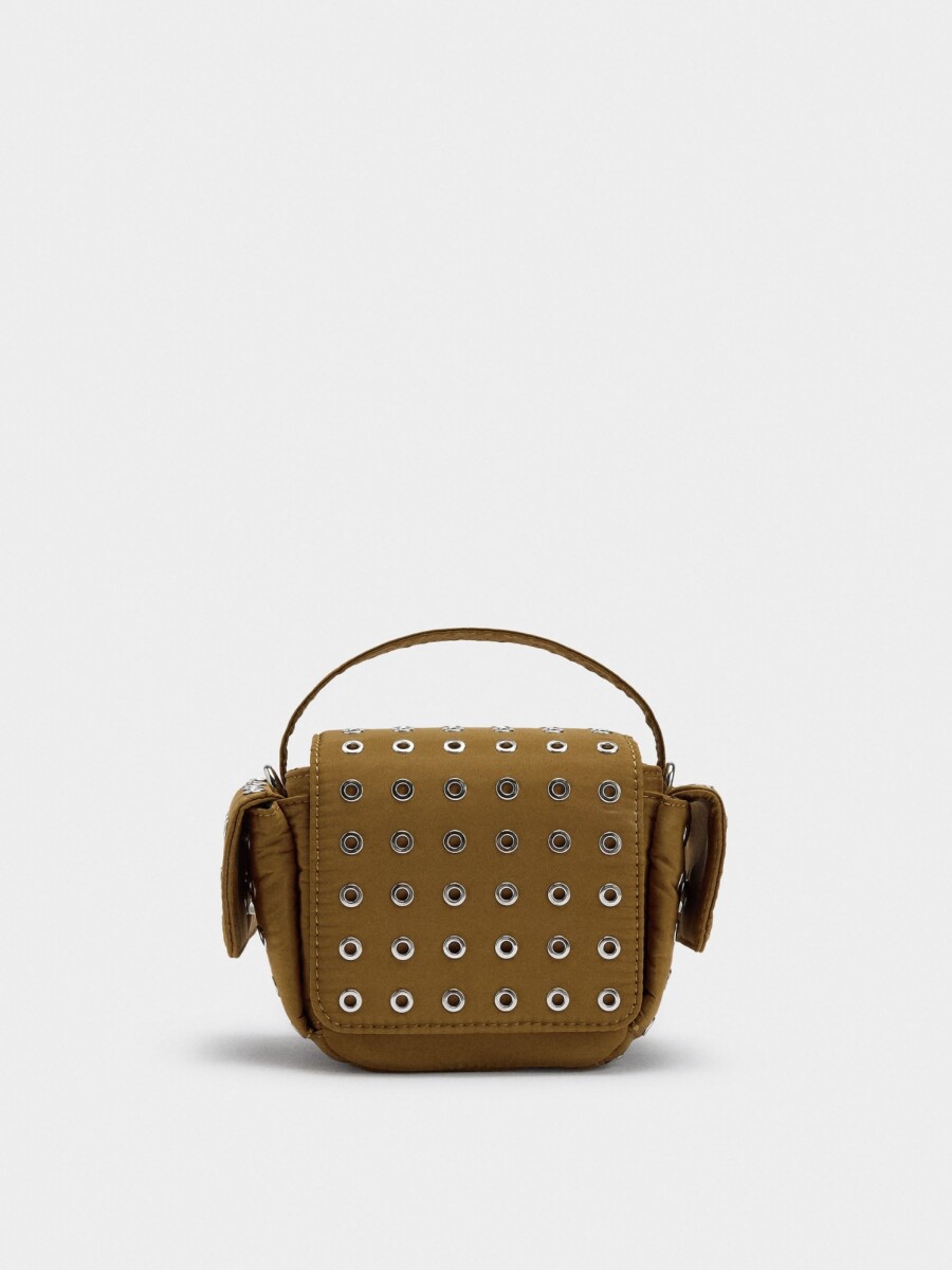 Bolso Bandolera De Nylon Con Tachuelas caqui