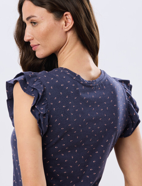 REMERA ESTAMPADA DE ALGODÓN Azul