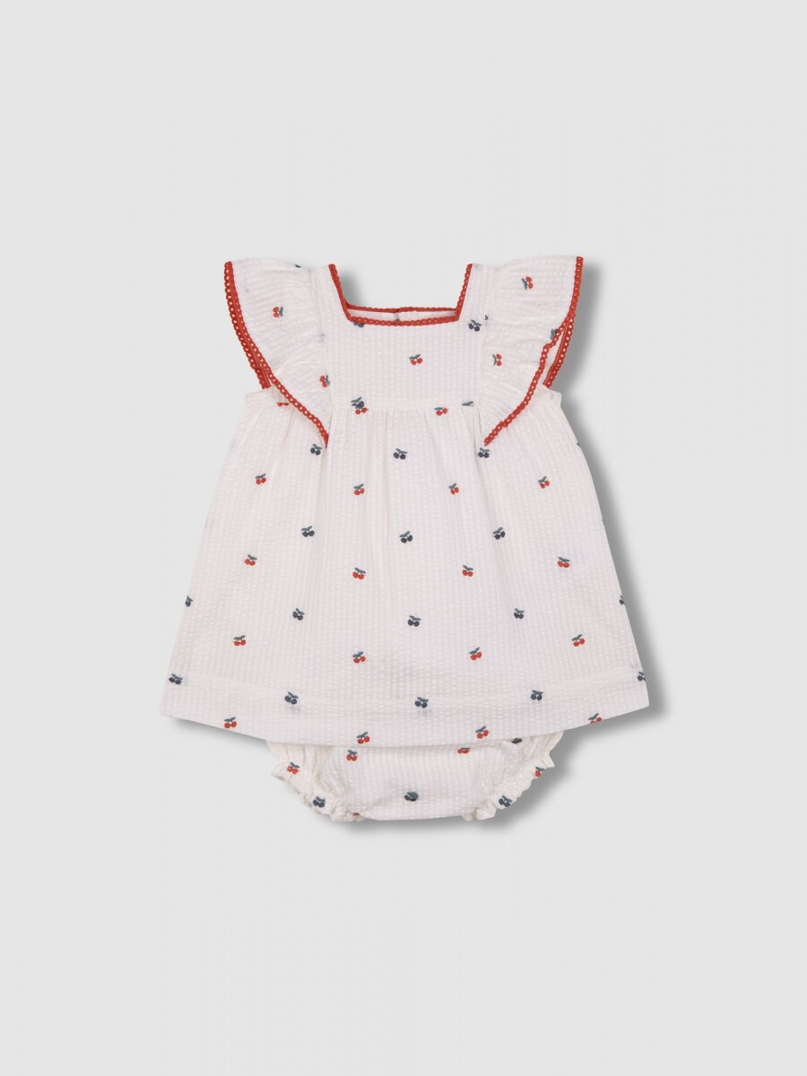Vestido Estampado Con Volante Gris