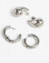 Aros Sets Metal Set De Aros De Acero Plateado - Plateado