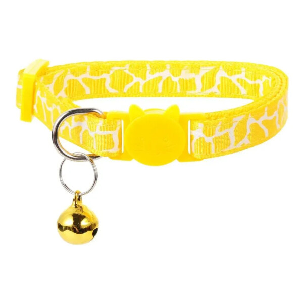 Collar Para Gatos Animal Print Con Cascabel AMARILLO