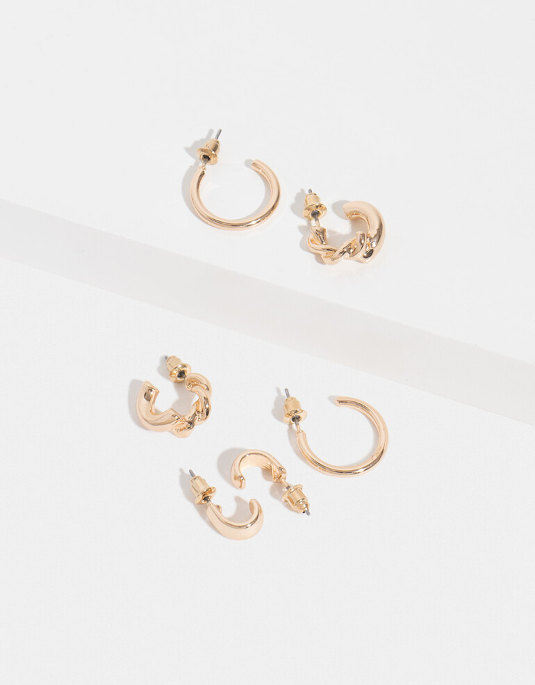 Aros Argollas Set Metal Set De Argollas - Dorado