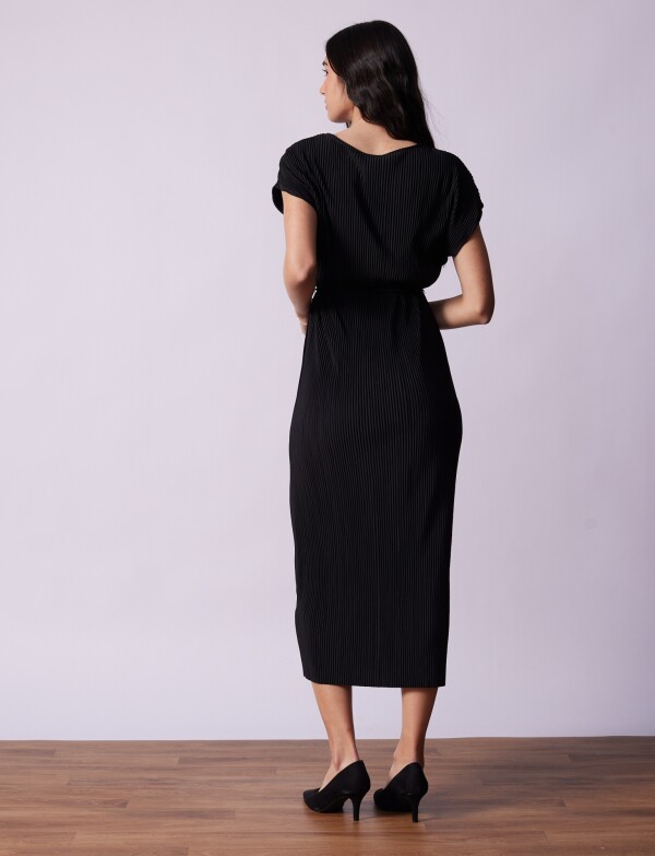 Vestido Midi Plisado NEGRO