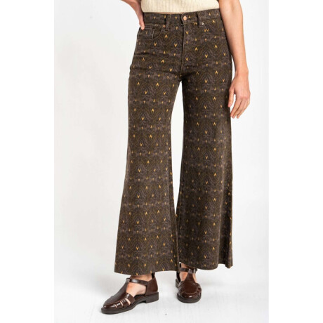 Jean Flared Wide Leg Print Chocolate
