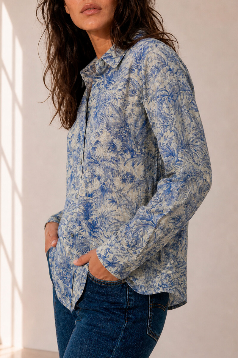 CAMISA JULIETA HOJAS AZUL