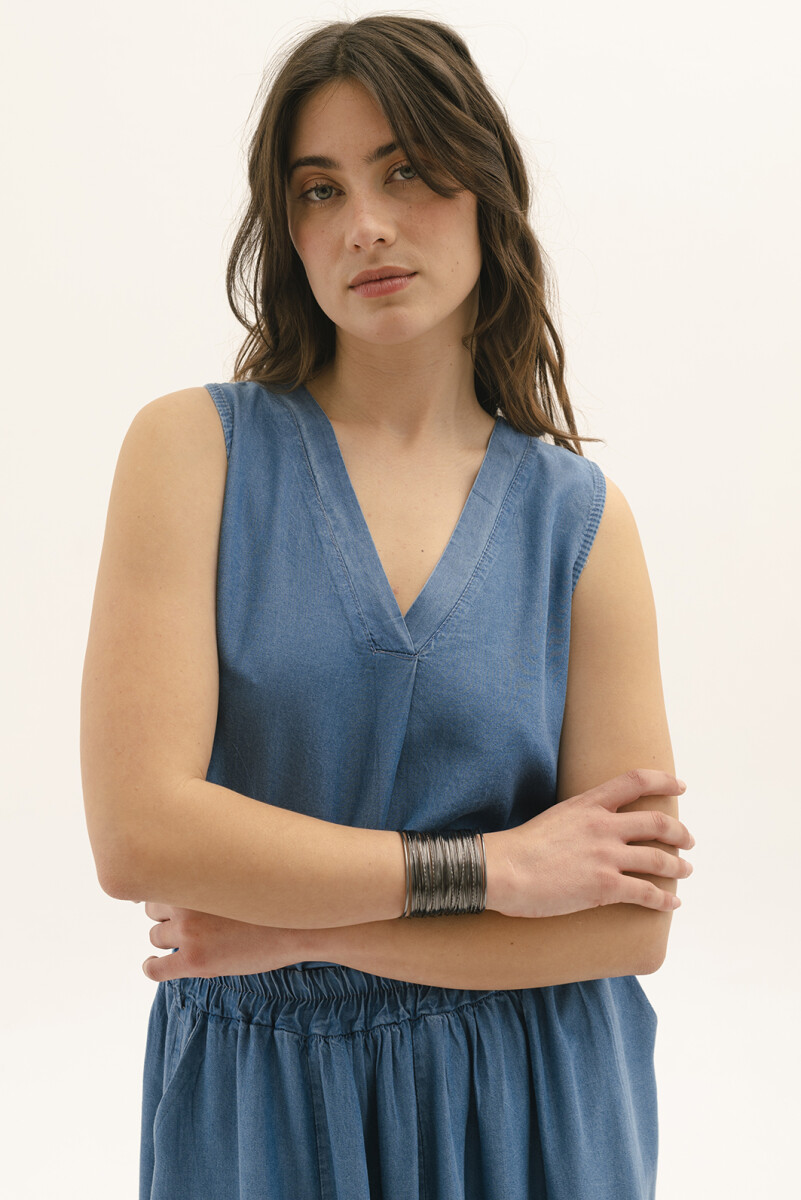 TOP JEAN LYOCELL - AZUL 