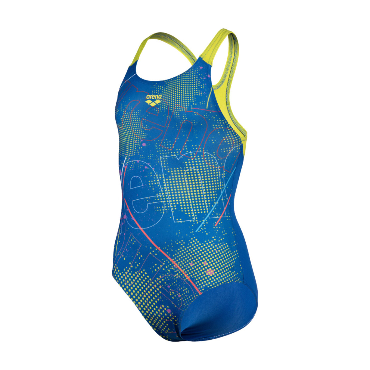 Malla De Entrenamiento Para Niña Arena Girl's Swimsuit Galactic Print Swim Pro Back - Azul y Verde 