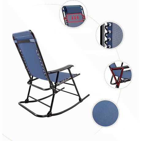 Silla Reposera Mecedora Plegable Con Almohadilla Azul