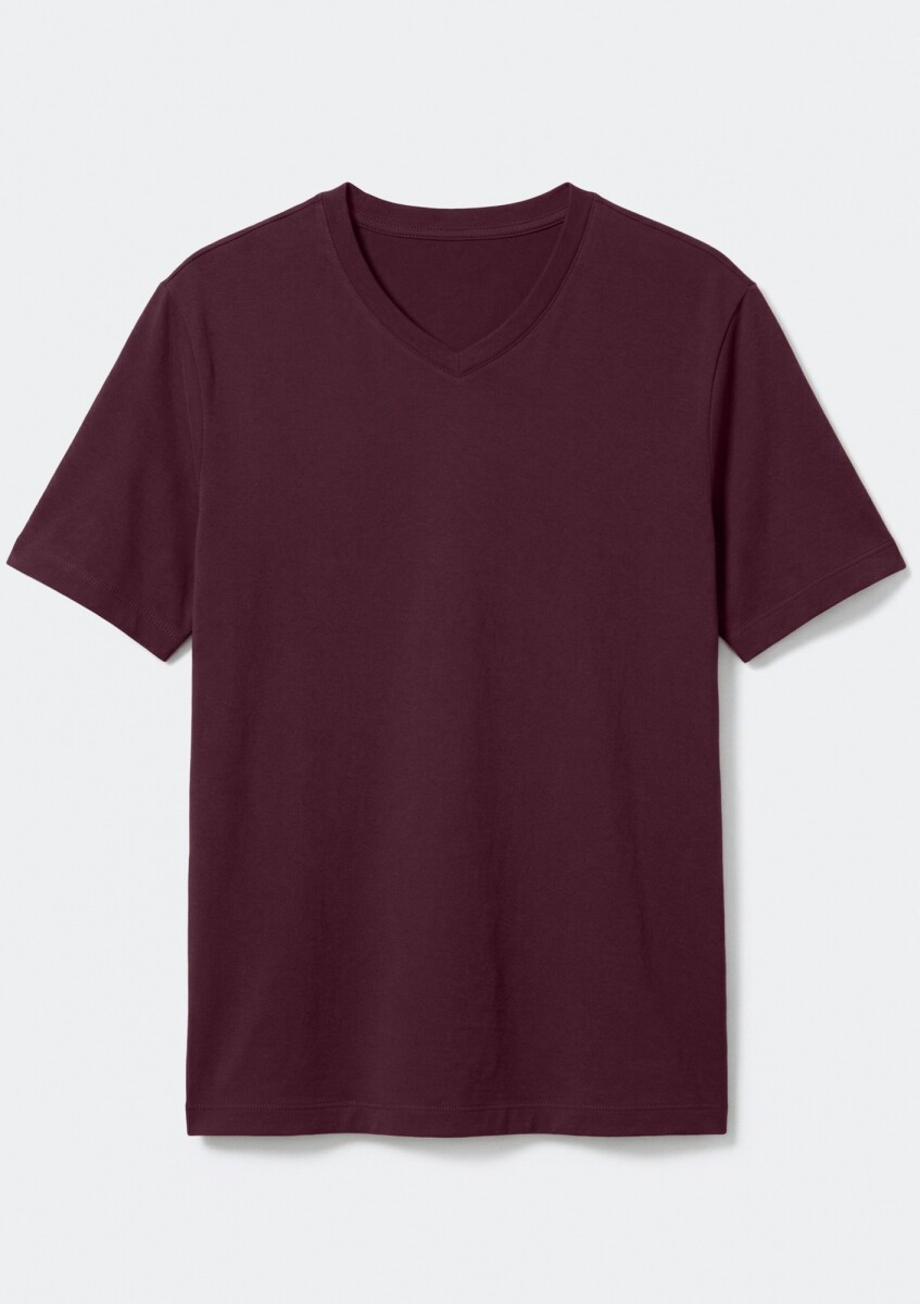 CAMISETA BÁSICA WORLD CUELLO EN V - ROJO 