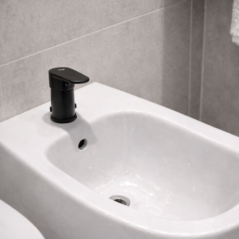 Griferia Bidet Con Transferencia En Negro Mate NEGRO