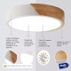 Luminaria Plafon Led Diám 30cm Metal Y Madera Luz cálida Blanco