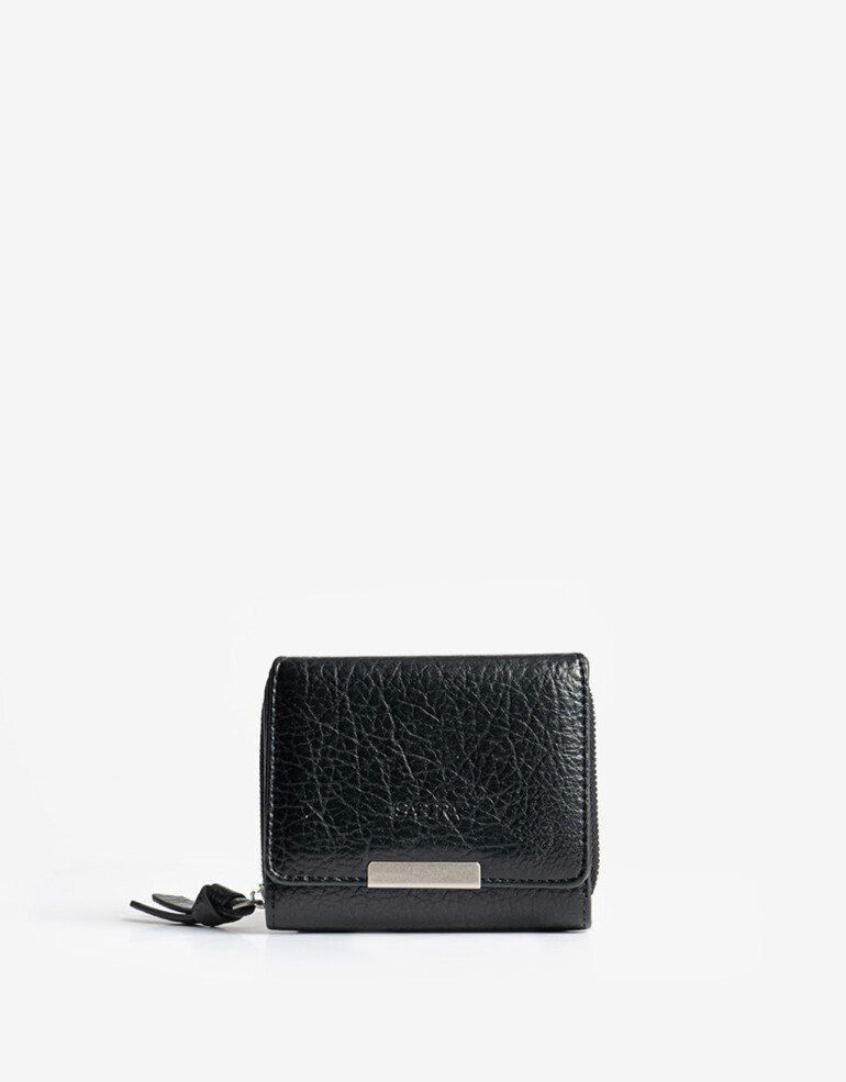 Billetera Solapa Billetera Con Solapa Negra - Negro