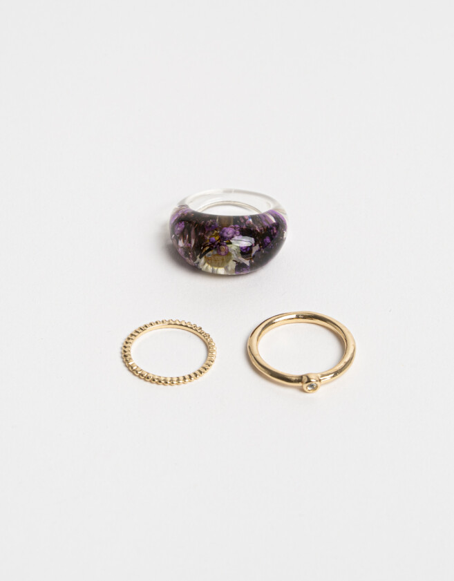 Sets Anillos Flores atrapadas Sets De Anillos - Dorado