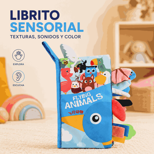 Libro Sensorial para Bebé con Colas, Mordillo y Sonidos Azul