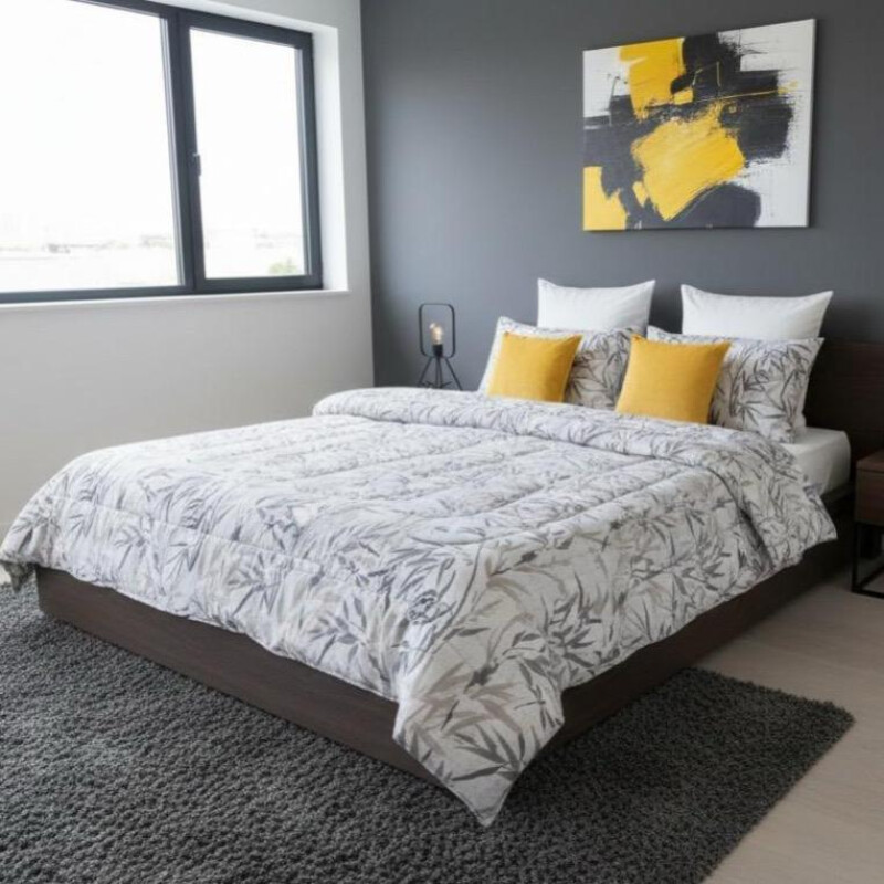 Acolchado Red Flex 1 Plaza Queen – Abrigo, suavidad y confort HOJAS GRIS