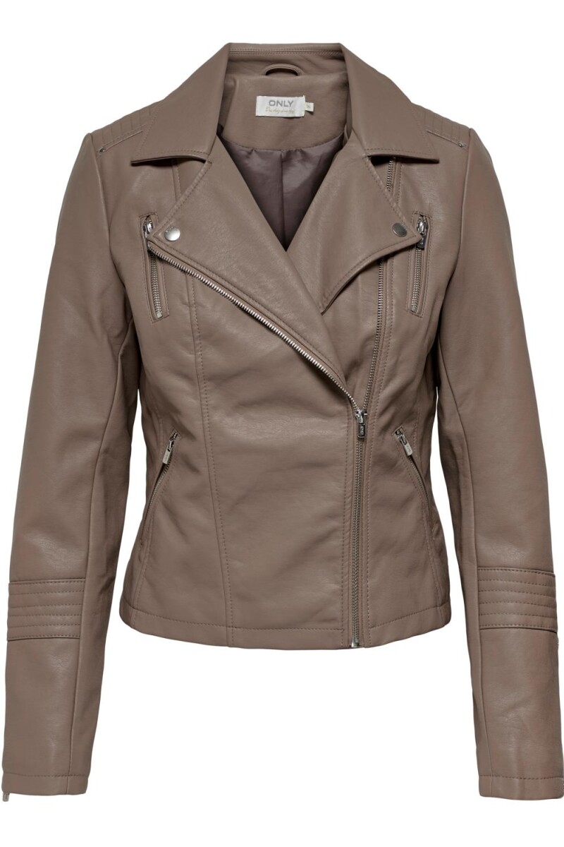 Chaqueta Gemma Biker Efecto Piel Walnut