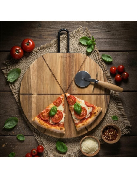 SET TABLA MADERA + CORTADOR PIZZA D31x1.5CM SET TABLA MADERA + CORTADOR PIZZA D31x1.5CM