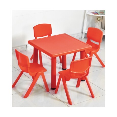 Mesa Cuadrada de Plástico y Metal para Niños 60x60cm Rojo