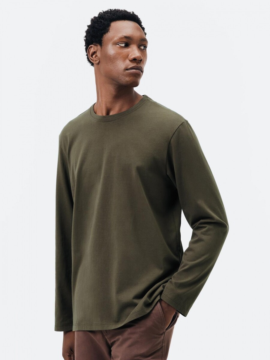 CAMISETA BÁSICA DE ALGODÓN - VERDE OSCURO 