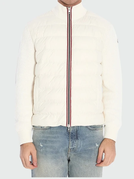 Moncler - Cárdigan acolchado con cremallera y red Blanco