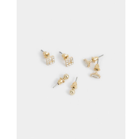 Set De Aros Con Strass Dorado